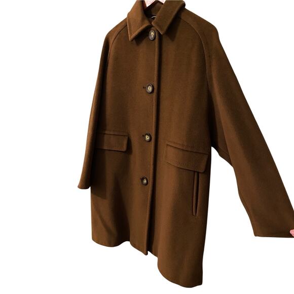 Max Mara Virgin Wool Cashmere Coat US 8 Brown Collared Barn Chore Coat Luxury - Picture 4 of 16